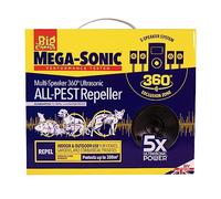 The Big Cheese Ultra Power Mega-Sonic® Multi-Speaker ALL-PEST Repeller, Repels Dogs, Cats, Squirrels, Foxes, Mice and Rats, 360° Coverage, Powerful, Electronic, Kit