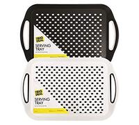 The Big Deal 1x Rectangular Non-Slip Serving Tray - Black, Grey or White, Colour at Random - Ideal for Dinner / Drinks)