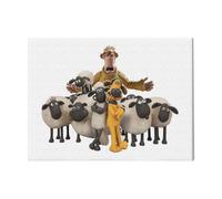 (The Big Family Shaun The Sheep=5412) Canvas Print DIY Framed Kit Wall Art for Living Room Bedroom Retro Farmhouse Decor 16x20 inch