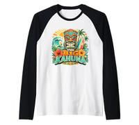 The Big Kahuna Hawaiian Tiki Surf Vintage Tropical Raglan Baseball Tee