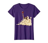 The Big Lebowski Bowling Pins Portrait T-Shirt, Women, Purple, Medium