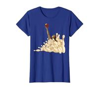 The Big Lebowski Bowling Pins Portrait T-Shirt, Women, Royal Blue, Small