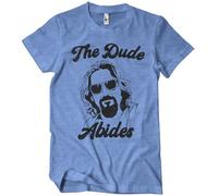 The Big Lebowski Officially Licensed The Dude Abides Mens T-Shirt (Blue-Heather), X-Large