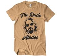 The Big Lebowski Officially Licensed The Dude Abides Mens T-Shirt (OldGold), Medium