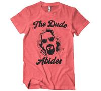 The Big Lebowski Officially Licensed The Dude Abides Mens T-Shirt (Red-Heather), Medium