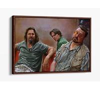 The Big Lebowski Orange Blue Canvas Floater Frame Print Picture Art - Walnut Frame 24 inch wide x 16 inch high