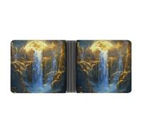 The Big Moon Bifold Wallet Leather Slim Cash Card Holder Cute Purse