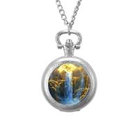 The Big Moon Vintage Pocket Watch Alloy Pendant Watches Necklace Gift for Men Women Silver-Style