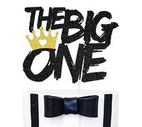 The Big One Cake Topper, Crown Hip Hop Prince 1st Birthday Cake Decorations for Baby Shower Kids First Birthday Party Supplies
