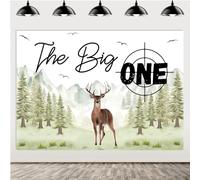 The Big One Deer 1st Birthday Backdrop Deer Hunting Themed 1st Birthday Party Decorations for Boys Deer Hunting Photography Background Banner Hunter Themed Birthday Gone Hunting Party Supplies 7x5ft