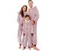 The Big Softy Red Christmas Onesie, Teddy Fleece Family PJs | Sherpa-Lined Hood, Metal Zip, Side Pockets, Machine Washable; Matching Family Christmas Pyjamas; Adults & Kids
