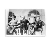 The Big Three - Franklin Delano Roosevelt, Joseph Stalin, Winston Churchill at The Teheran Conference 1943 Poster Bedroom Canvas Decor Print Wall Art