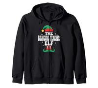The Bilingual Teacher Elf Funny Christmas Matching Family Zip Hoodie