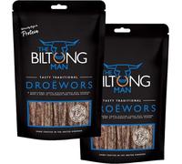 The Biltong Man Tasty Traditional Droëwors Sticks - High-Protein Beef Snack, 1000g (2 x 500g)