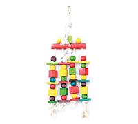 The Bird House Blocks 'N' Beads Parrot Toy Interactive Playing Chewing Biting Easy to Use Durable Non-Toxic Hanging Toy for Caged Large Medium Birds