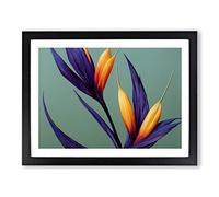 The Bird Of Paradise Flower Vol.5 WHT Framed Print | A3 Black Framed Wall Art | Ready to Hang | Modern Floral Picture | Living Room Bedroom Lounge Office