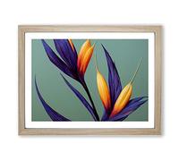 The Bird Of Paradise Flower Vol.5 WHT Framed Print | A4 Oak Framed Wall Art | Ready to Hang | Modern Floral Picture | Living Room Bedroom Lounge Office