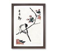 The Bird Upon A Cherry Branch By Utagawa Hiroshige Asian Japanese Framed Print | A2 Walnut Framed Wall Art | Ready to Hang | Asian Nature Picture | Living Room Bedroom Lounge Office