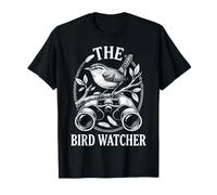 The Bird Watcher Vintage Etching Style Bird with Binoculars T-Shirt