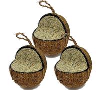 The Birdfood Warehouse XL Seed & Nut Suet Coconut Feeder 3pk | Wild Garden Bird Food, Butter for Birds, Hanging Feeder, Suet for Birds