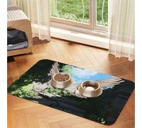 The Birds in The Small Town Pet Feeding Mat Dog Cat Eating Food Absorbent Leather Tablecloth for and Water Bowl Waterproof No Stains Quick Dry Non-Slip 23.62 * 15.75IN