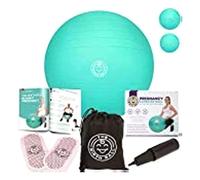 The Birth Ball - Birthing Ball for Pregnancy & Labor - 18 Page Pregnancy Ball Exercises Guide by Trimester - Non Slip Socks - How to Dilate, Induce, & Reposition Baby for Mom 65cm