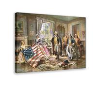 The Birth of Old Glory - Betsy Ross Presenting The Flag to George Washington by Edward Percy Moran Poster Bedroom Canvas Decor Print Wall Art Office R
