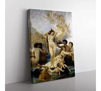 The Birth Of Venus By William Adolphe Bouguereau Classic Painting Canvas Wall Art Print Ready to Hang, Framed Picture for Living Room Bedroom Home Office Décor, 76x50 cm (30x20 Inch)