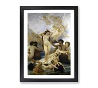The Birth Of Venus By William Adolphe Bouguereau Classic Painting Framed Print | A2 Black Framed Wall Art | Ready to Hang | Classic Historical Picture | Living Room Bedroom Lounge Office