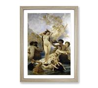 The Birth Of Venus By William Adolphe Bouguereau Classic Painting Framed Print | A2 Oak Framed Wall Art | Ready to Hang | Classic Historical Picture | Living Room Bedroom Lounge Office