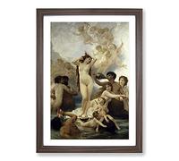 The Birth of Venus by William Adolphe Bouguereau Framed Print | A2 Walnut Framed Wall Art | Ready to Hang | Modern Nature Picture | Living Room Bedroom Lounge Office