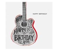 Contemporary Male Illustrated Birthday Card From the Birthday Collection by Museums & Galleries - Birthday Guitars by Jo Spicer - Greeting Card for Him (MG-OBH117)