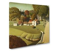 The Birthplace Of Herbert Hoover by Grant Wood Canvas Print | Gallery Wrapped 30mm Frame Wall Art | 14x14 inches | Ready to Hang | Classic Landscape Picture | Living Room Bedroom Lounge Office