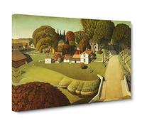 The Birthplace Of Herbert Hoover By Grant Wood Canvas Print | Gallery Wrapped 30mm Frame Wall Art | 24x16 inches | Ready to Hang | Classic Landscape Picture | Living Room Bedroom Lounge Office