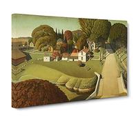 The Birthplace Of Herbert Hoover By Grant Wood Canvas Print | Gallery Wrapped 30mm Frame Wall Art | 30x20 inches | Ready to Hang | Classic Landscape Picture | Living Room Bedroom Lounge Office