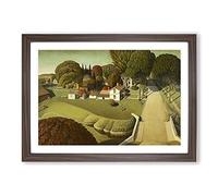 The Birthplace of Herbert Hoover by Grant Wood Framed Print | A2 Walnut Framed Wall Art | Ready to Hang | Modern Nature Picture | Living Room Bedroom Lounge Office