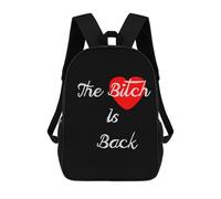 The Bitch Is Back Heart 17 Inch Backpack Travel Laptop Daypack Back Pack Shoulder Bag for Men Women