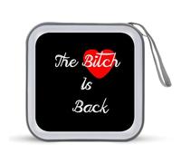 The Bitch Is Back Heart CD Case 40 Capacity Plastic DVD Storage Box Sleeves Zippered Wallet
