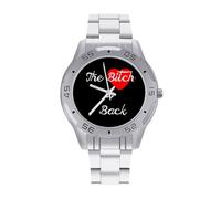 The Bitch is Back Heart Quartz Wrist Watch Stainless Steel Watches for Men Women Easy to Read