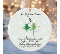 The Bitches Times Friendship Keepsake Ornament,Funny Friendship Sea Glass Keepsake Ornament,Handmade sea Glass Christmas Decorations,for Sisters Best Friends (#A)