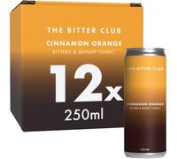 The Bitter Club Cinnamon & Orange Bitters & Tonic Drink • 12 x 250ml | Non-alcoholic small batch natural bitters & tonic drink. Warm cinnamon meets tangy orange in our ready to drink B&T.