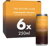 The Bitter Club Cinnamon & Orange Bitters & Tonic Drink • 6 x 250ml | Non-alcoholic small batch natural bitters & tonic drink. Warm cinnamon meets tangy orange in our ready to drink B&T.