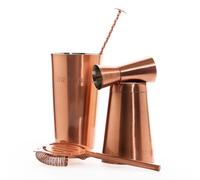 The Bitter Club Cocktail Shaker Set • Shaker • Jigger • Strainer • Spoon | Brushed Copper Cocktail Shaker Set with Double Cup Shaker, Jigger, Strainer & Spoon. Complete Cocktail Making Starter Kit.