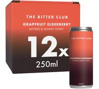 The Bitter Club Grapefruit & Elderberry Bitters & Tonic Drink • 12 x 250ml | Non-alcoholic small batch natural bitters & tonic drink. Tangy grapefruit meets zingy elderberry in our ready to drink B&T.