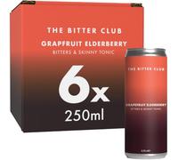 The Bitter Club Grapefruit & Elderberry Bitters & Tonic Drink • 6 x 250ml | Non-alcoholic small batch natural bitters & tonic drink. Tangy grapefruit meets zingy elderberry in our ready to drink B&T.