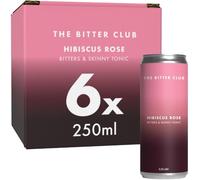 The Bitter Club Hibiscus & Rose Bitters & Tonic Drink • 6 x 250ml | Non-alcoholic small batch natural bitters & tonic drink. Fruity hibiscus meets sweet rose in our ready to drink B&T.