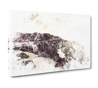 The Bixby Creek Bridge In California Watercolour Modern Canvas Wall Art Print Ready to Hang, Framed Picture for Living Room Bedroom Home Office Décor, 24x16 Inch (60x40 cm)