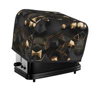 The black and gold plaid toaster cover is suitable for 2 small toaster covers with wide slots and comes with a storage pocket to meet diverse baking needs.