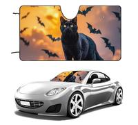 The Black Cat is Pacing on The Roof Car Windshield Sun Shade Keep Car Interior Cool 55"x30" Folding Front Window Sun Shade, Heat Shield for SUV, Truck, Blocks UV