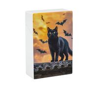 The Black Cat is Pacing on The Roof Cigarette Case - Waterproof & Crush Proof Cigarette Holder Case for 20 King Size Cigarettes, Portable Pocket Size Travel Box for Men & Women